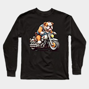 Bulldog Motorcycle Lover Design Long Sleeve T-Shirt